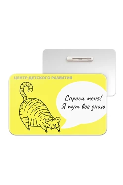 Купить бейдж акриловый, 50х80 мм без окна"Спроси меня! Я тут все знаю"