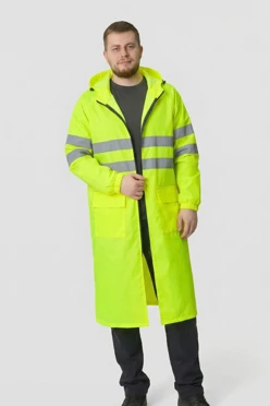 Купить плащ Флейм со светоотражающей лентой унисекс, однотонный салатовый