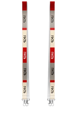 Купить ленту для бейджа репс ширина 2 см, с двумя карабинами-люкс, с печатью "Гость"