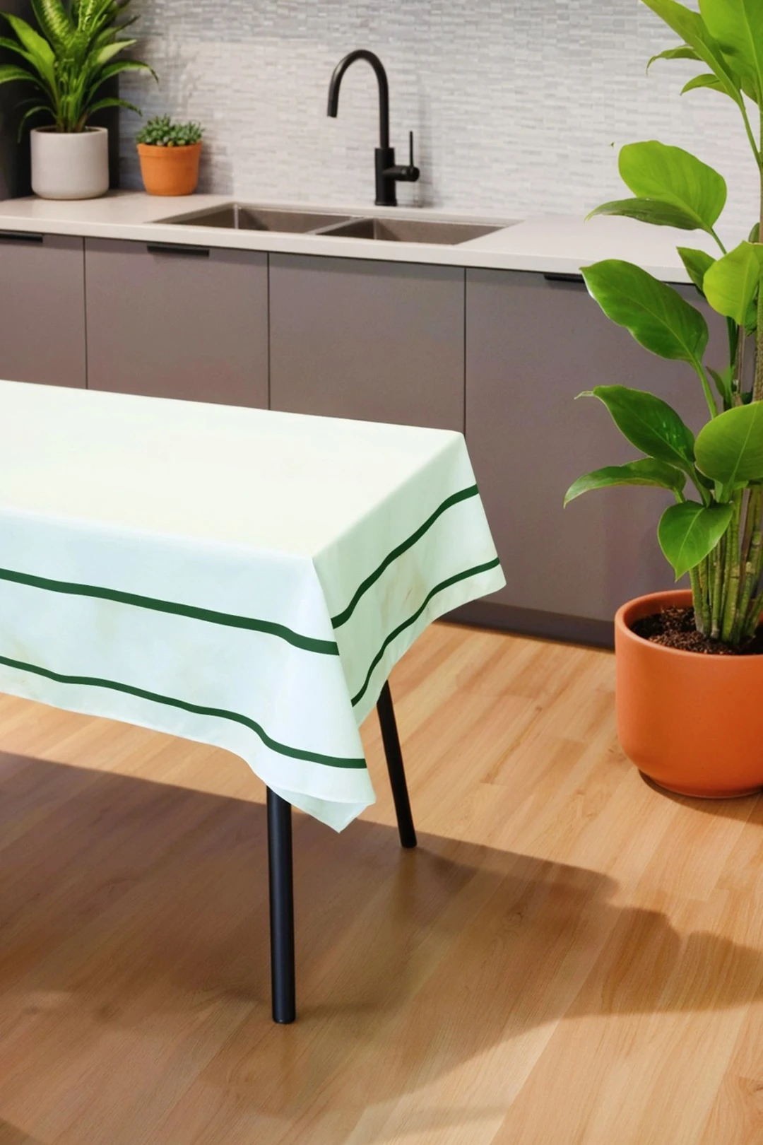 Купит скатерть прямоугольную 120х200 см, с полной запечаткой (полиэстер) "Green lines"