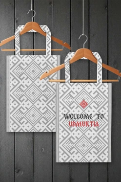 Купить сумку Эко Колор из двунитки 25х35 см, с принтом на одной стороне "Welcome to Udmurtia"