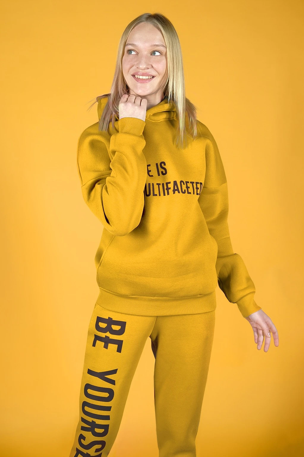 Купить худи Кинг из футера унисекс, однотонную желтую