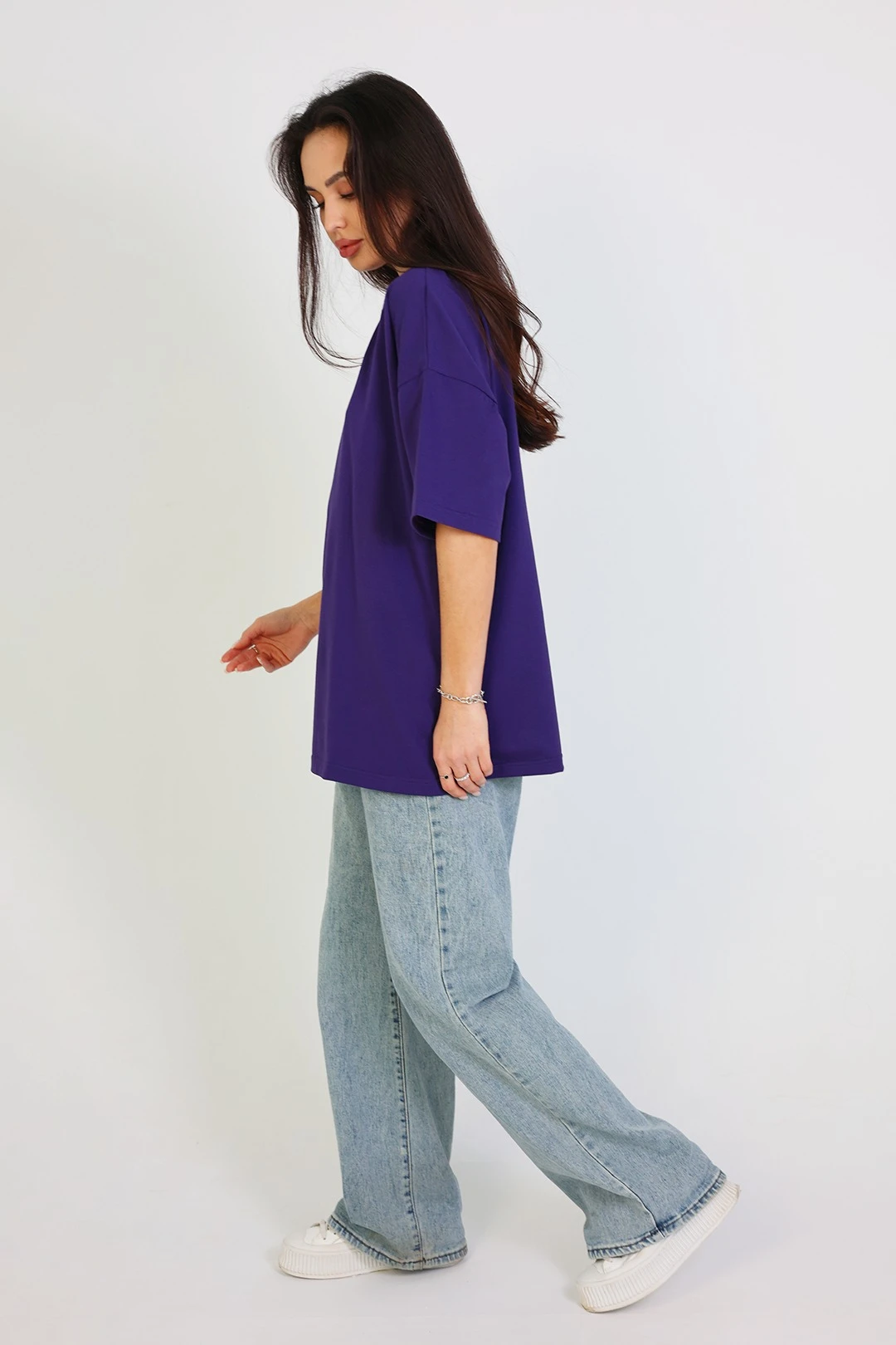 Футболка Ричмонд оверсайз унисекс однотонная (хлопок), фиолетовая#2