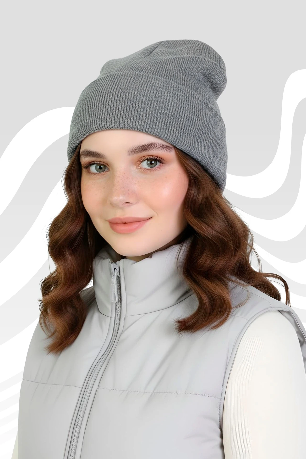 Шапка Филл двухслойная взрослая, однотонная серая#2