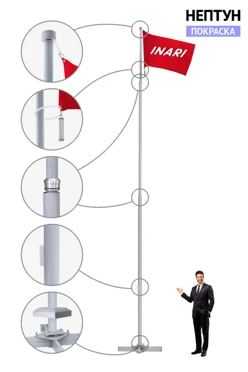 Купить флагшток алюминиевый с закрытым механизмом 8 м