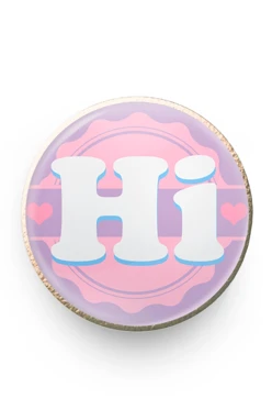 Купить значок заливной Круг диаметр 17 мм, с принтом "Hi"