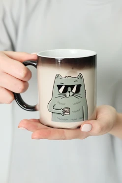 Купить кружку-хамелеон с принтом "Cat boss"