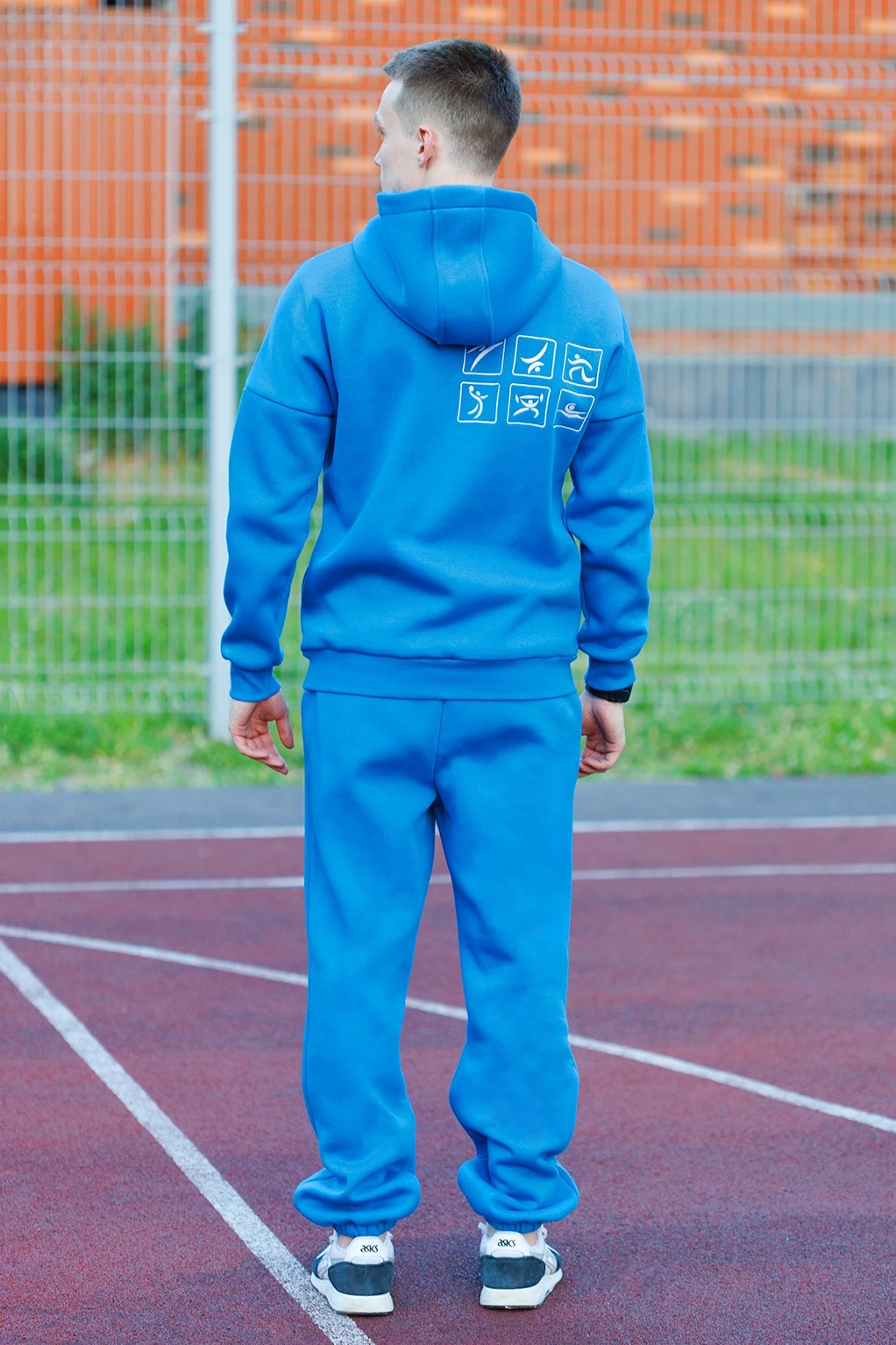 Худи Кинг из футера унисекс, однотонная голубая#2