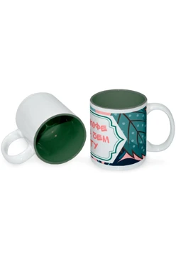 Купить кружку цветную внутри, с принтом "I love coffee more than work"