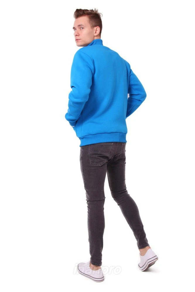 Толстовка Томас из футера унисекс, однотонная голубая#1