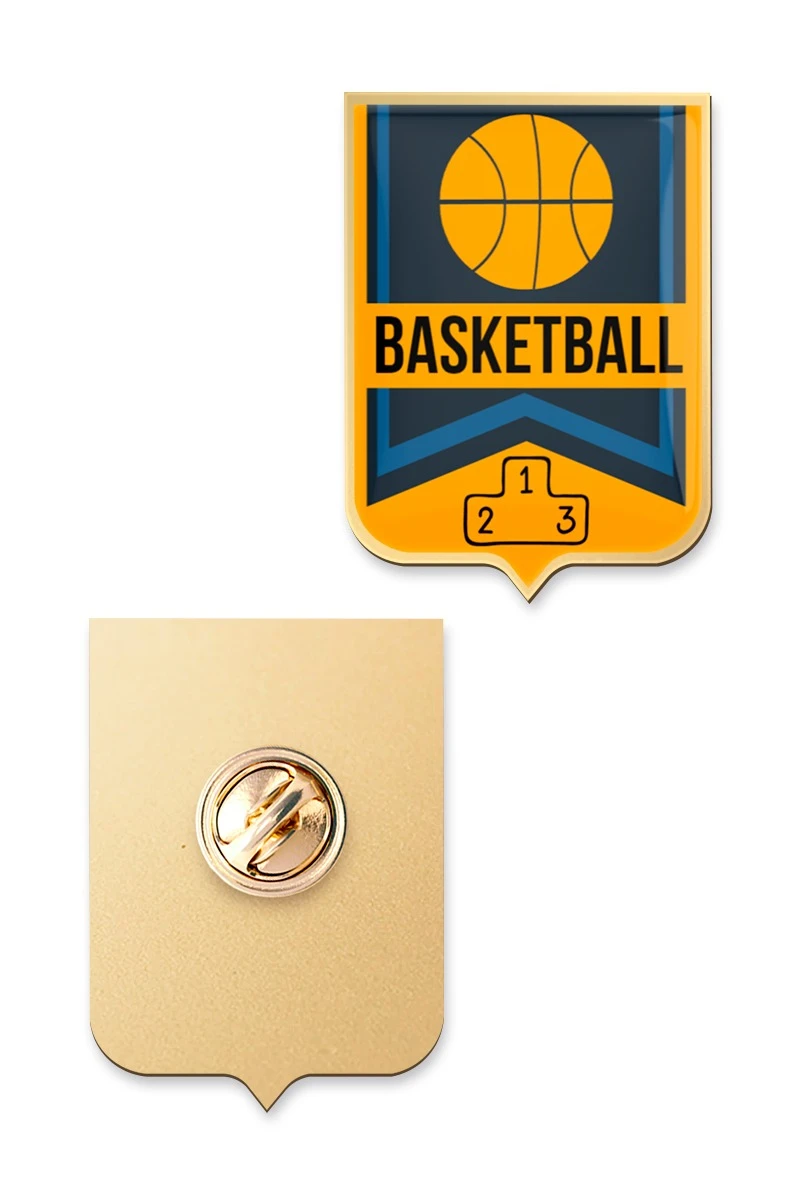 Значок заливной Герб 30х22 мм, с принтом "Basketball"#1