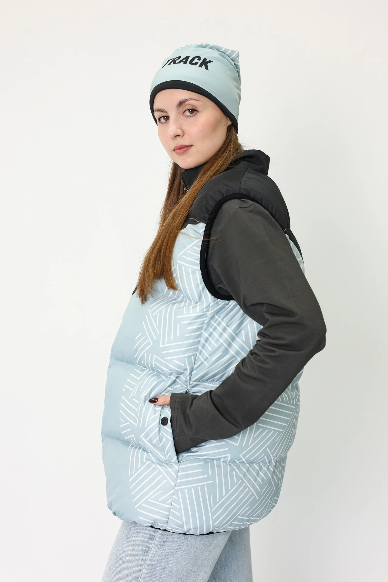 Жилет Морган Лайт с подкладом из лебяжьего пуха унисекс, с полной запечаткой "Fast Track"#3