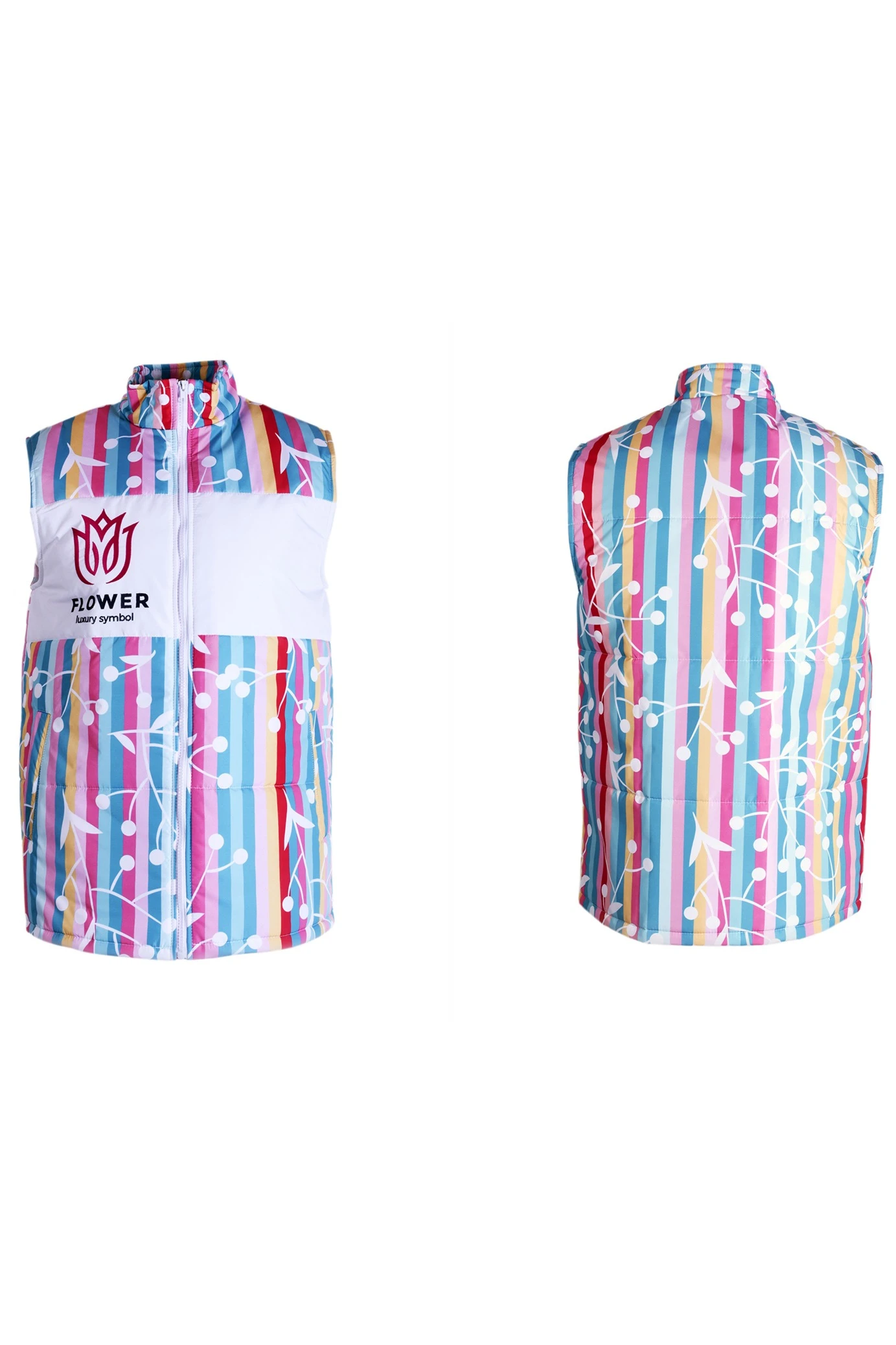 Жилет Портер на синтепоне со стежкой унисекс, с полной запечаткой "Flower"#5 Жилет Портер на синтепоне со стежкой унисекс, с полной запечаткой "Flower"#5