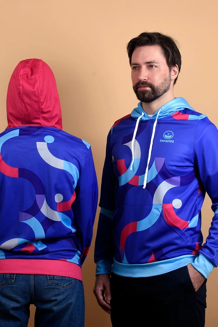 Худи Томми унисекс с карманами из адидаса, с полной запечаткой "Energy Eco"#2