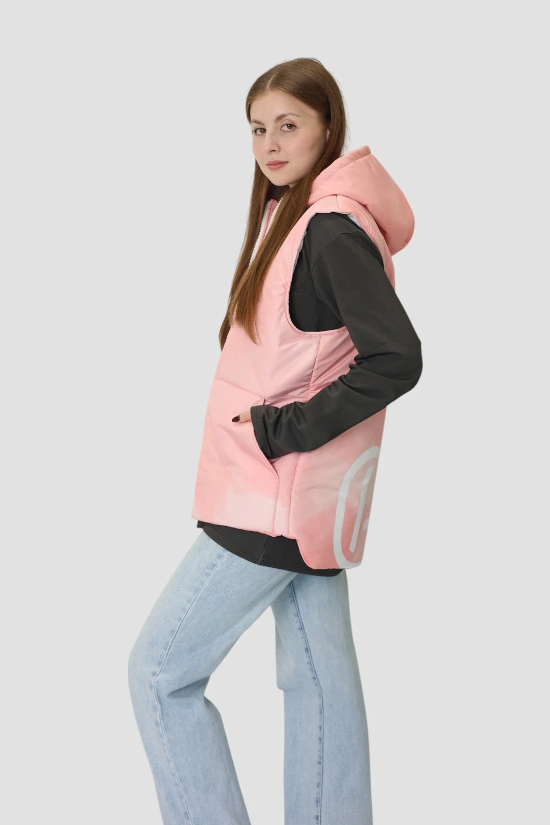 Жилет Трис на синтепоне с капюшоном унисекс, с полной запечаткой "Gn"#3