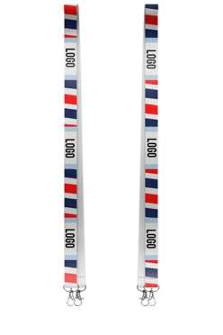 Купить ленту для бейджа блекаут ширина 2,5 см, с двумя карабинами-люкс, с печатью "Logo 3"