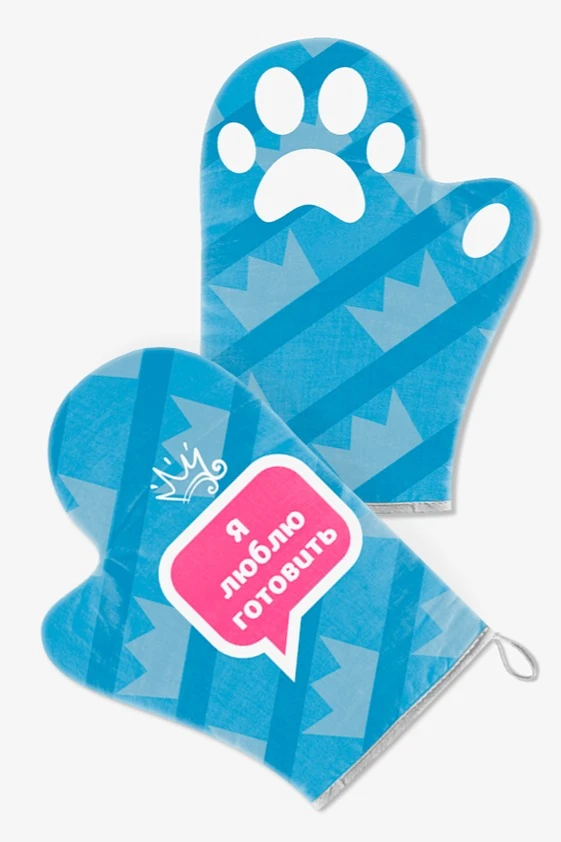 Купить прихватку Рукавица двухсторонняя с полной запечаткой "Я люблю готовить"