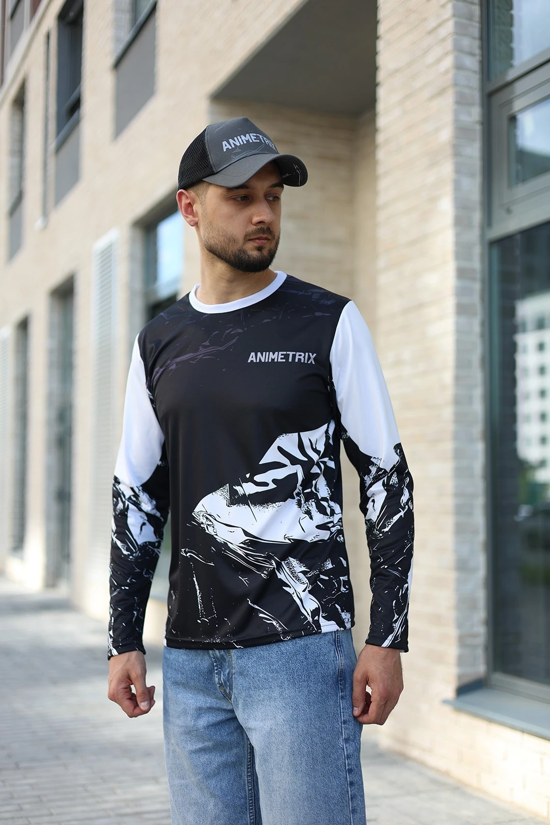 Купить лонгслив Гэлэкси Плюс унисекс из примы с полной запечаткой ''Animetrix"