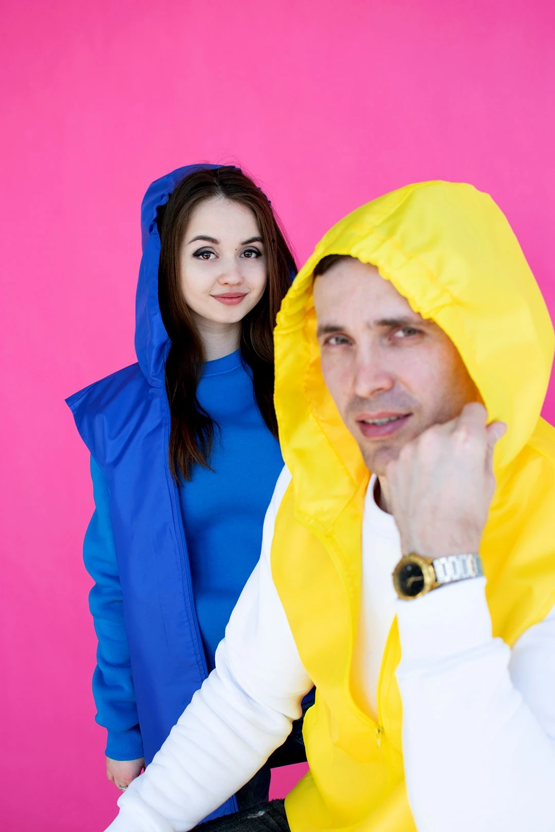 Жилет Профи с капюшоном унисекс, однотонный желтый#2 Жилет Профи с капюшоном унисекс, однотонный желтый#2