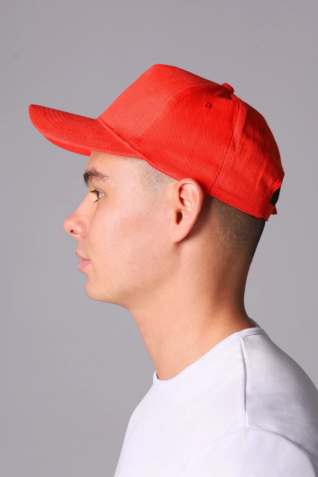 Бейсболка Спайк пятиклинка взрослая, однотонная красная (хлопок)#2