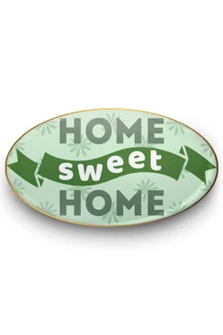 Купить значок заливной Овал 21х12 мм, с принтом "Home sweet home"