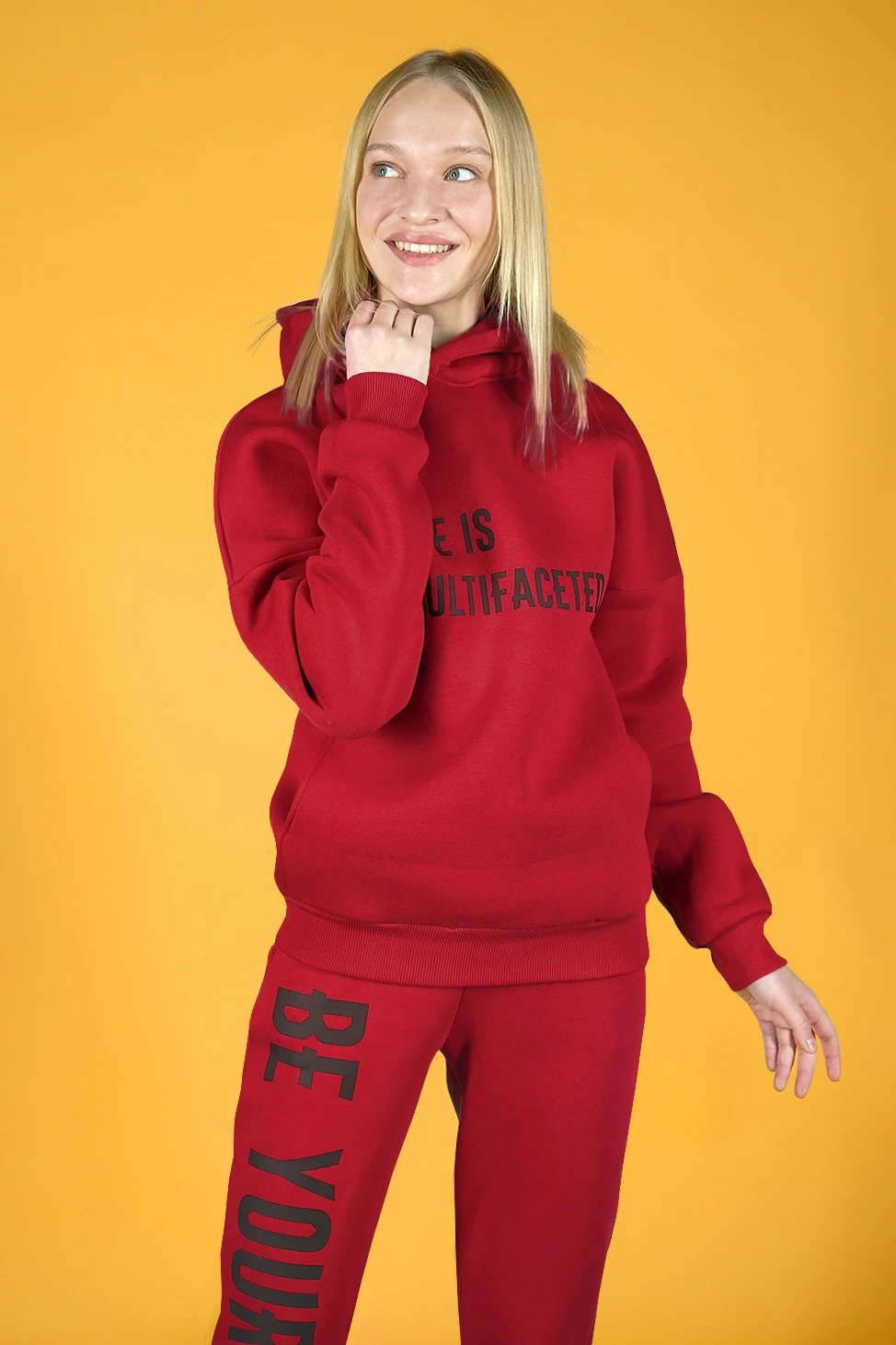 Худи Кинг из футера унисекс, однотонная бордовый#4