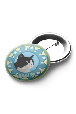 Значок закатной диаметр 58 мм, с принтом "Meow"#1