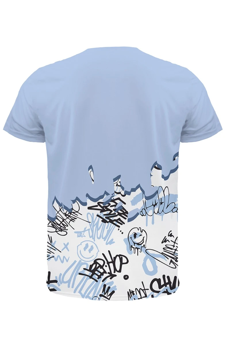 Купить футболку Спэйс V-ворот унисекс из ложной сетки с полной запечаткой "Graffiti"
