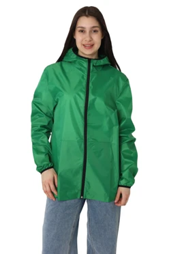 Купить ветровку Арчи с капюшоном унисекс, однотонная зеленую