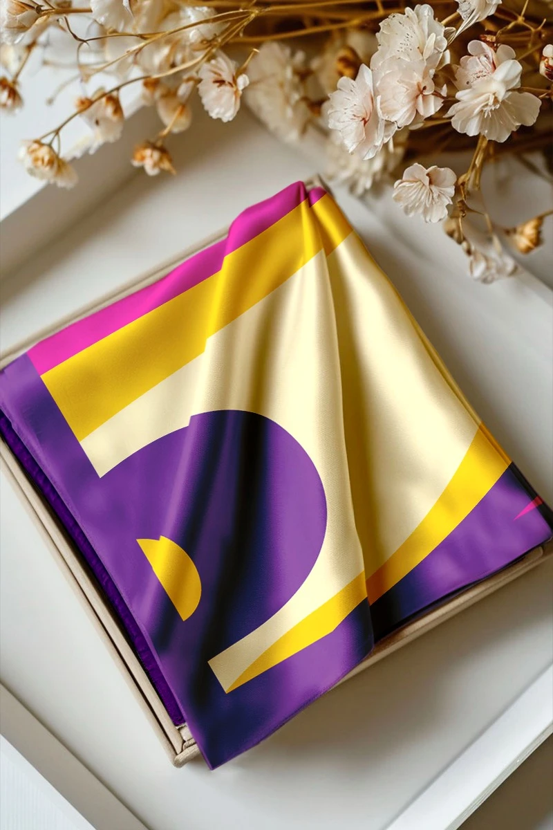 Платок Шанель 100х100 см, с полной запечаткой "Festive mood"#1 Платок Шанель 100х100 см, с полной запечаткой "Festive mood"#1