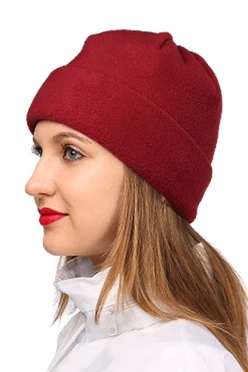 Купить шапку Вэст флисовая двухслойная взрослая, однотонная бордовая