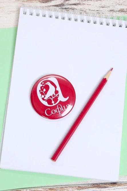 Значок закатный диаметр 58 мм, с печатью "Sofia"#4