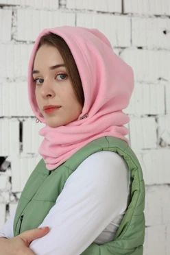 Купить капор Рейс флисовый взрослый, однотонный светло - розовый