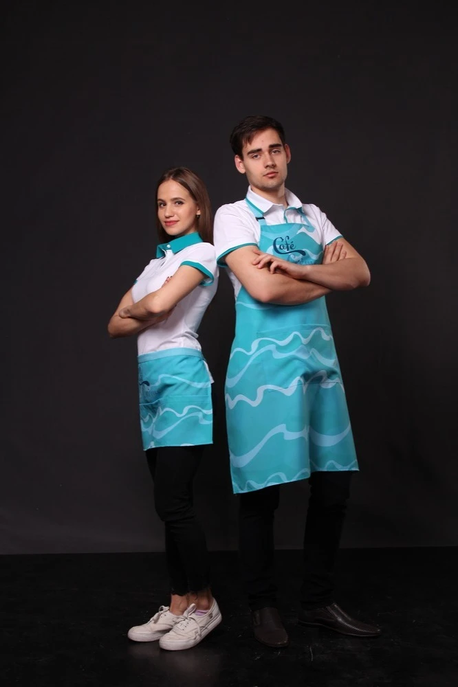 Передник Милан из габардина с полной запечаткой "Cafe creme"#1 Передник Милан из габардина с полной запечаткой "Cafe creme"#1