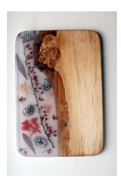 Сервировочная доска из дерева со смолой, 30х20 см#1