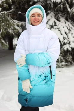 Пуховик Фридж с подкладом из лебяжьего пуха унисекс, с полной запечаткой#1