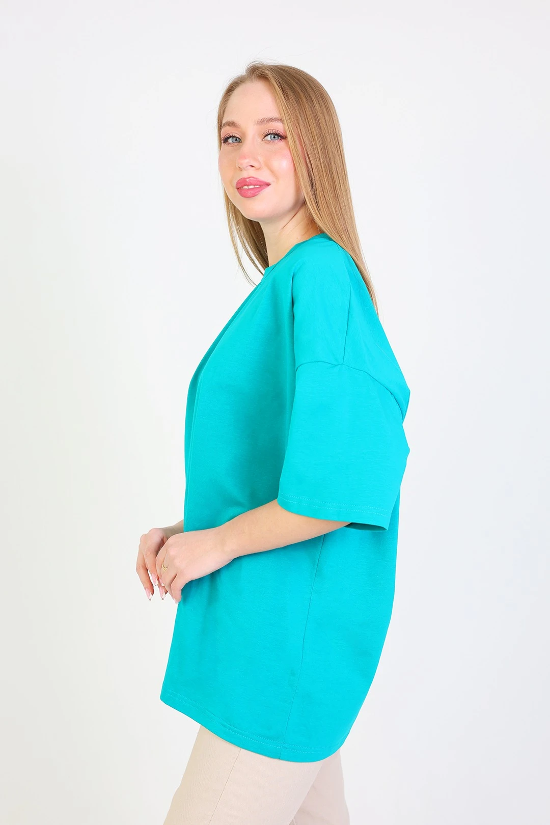 Футболка Ричмонд оверсайз унисекс однотонная (хлопок), бирюзовая#3 Футболка Ричмонд оверсайз унисекс однотонная (хлопок), бирюзовая#3