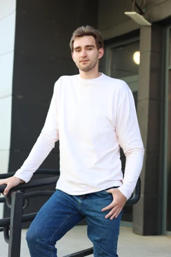 Купить лонгслив Фрэнсис унисекс однотонный (хлопок) молочный