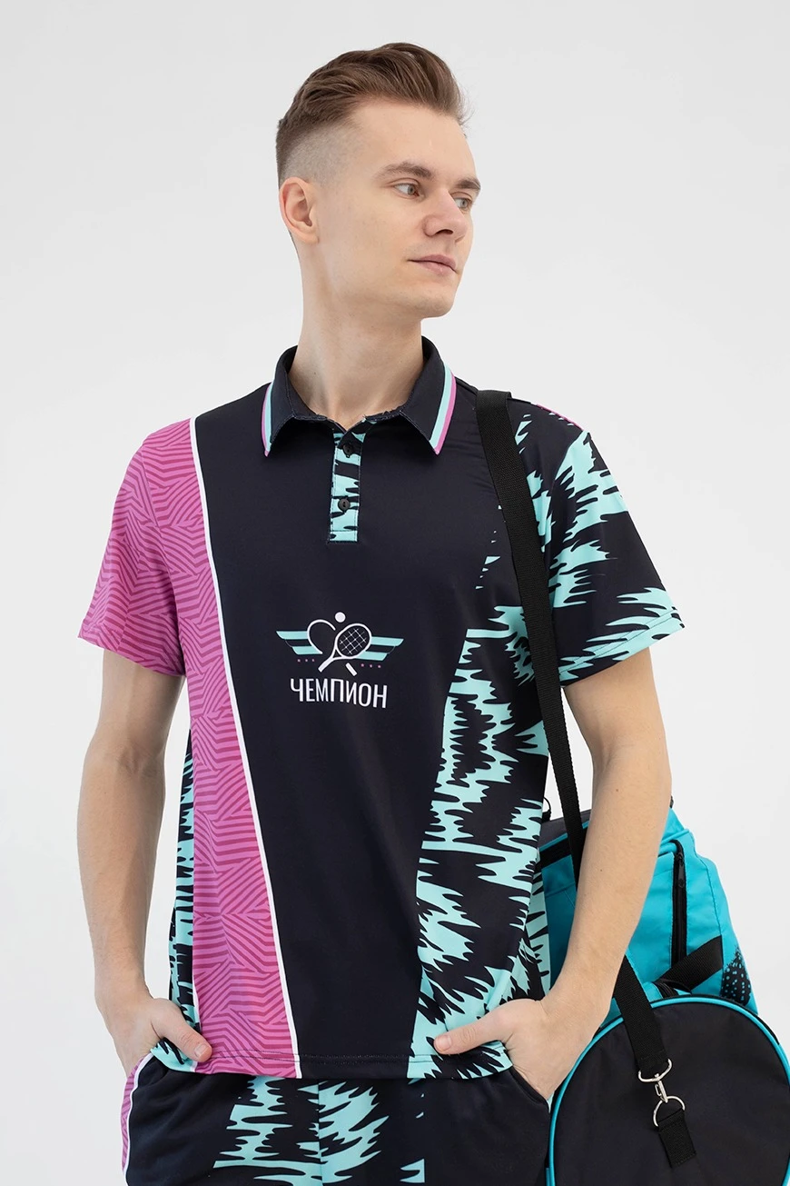 Поло Стар унисекс из ложной сетки с полной запечаткой "Champion"#3