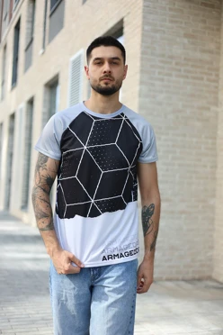 Купить футболку Спэйс унисекс из ложной сетки с полной запечаткой "Armageddon"