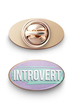 Значок заливной Овал 21х12 мм, с принтом "Introvert"#2