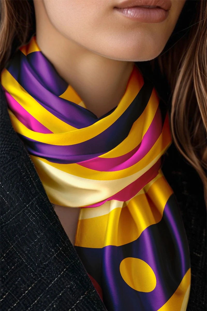 Купить платок Шанель 100х100 см, с полной запечаткой "Festive mood" Купить платок Шанель 100х100 см, с полной запечаткой "Festive mood"