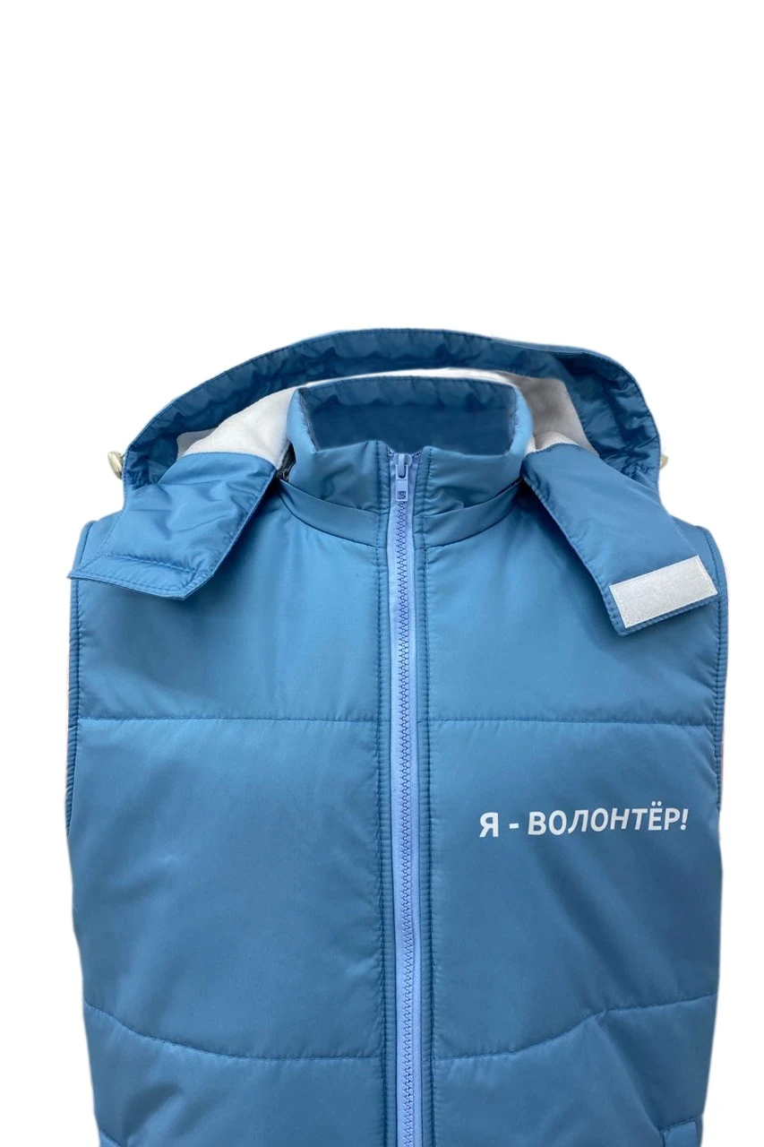 Жилет Диего на синтепоне с капюшоном унисекс, с полной запечаткой "Good"#4 Жилет Диего на синтепоне с капюшоном унисекс, с полной запечаткой "Good"#4