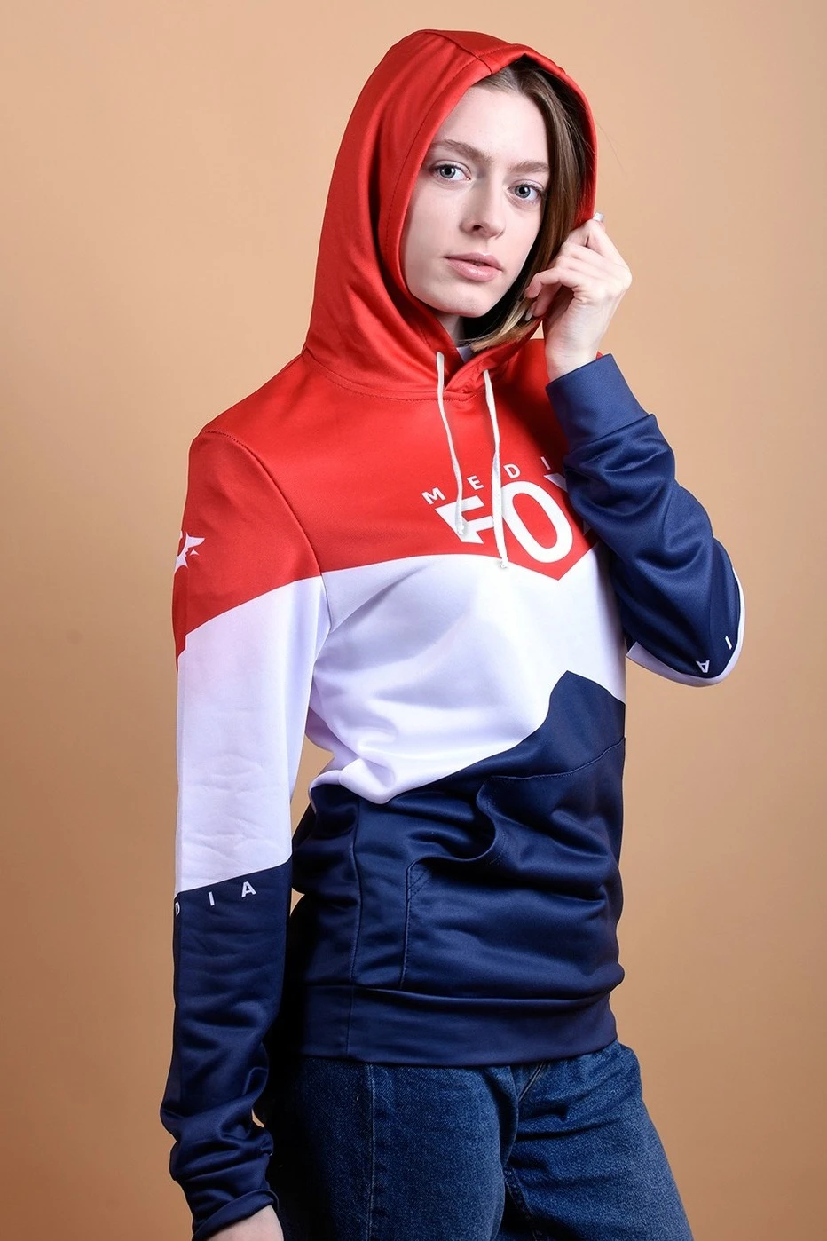 Худи Томми унисекс с карманами из адидаса, с полной запечаткой "Media Fox"#1 Худи Томми унисекс с карманами из адидаса, с полной запечаткой "Media Fox"#1