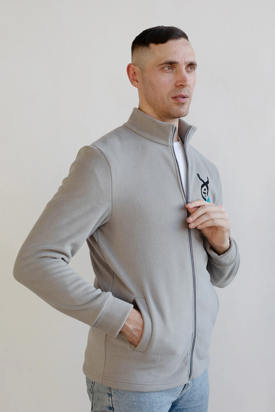 Толстовка Харисон флисовая без капюшона унисекс, однотонная серая#2 Толстовка Харисон флисовая без капюшона унисекс, однотонная серая#2