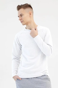 Купить лонгслив Мигель из футера унисекс, однотонный белый