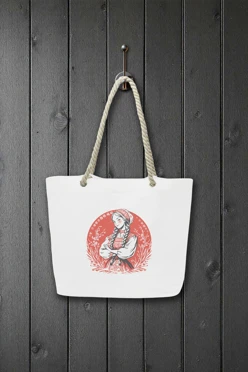 Купить сумку Бора из канваса 45х35х12 см, с принтом на одной стороне "Woman Udmurtia"