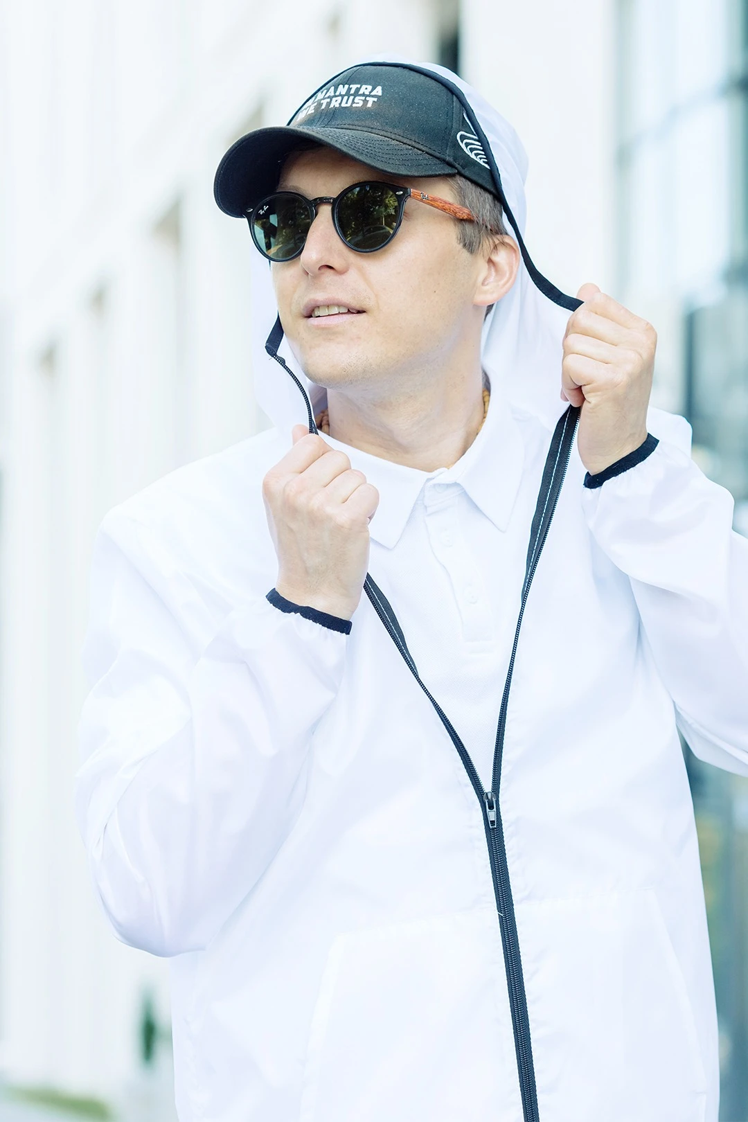 Ветровка Арчи унисекс, однотонная белая#7