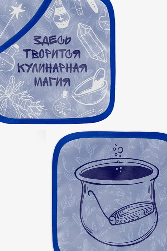 Купить прихватку Маффин с полной запечаткой "Здесь творится кулинарная магия"
