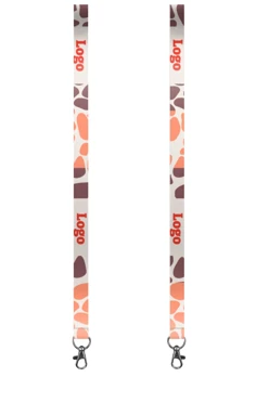 Купить ленту для бейджа атлас ширина 2 см, с карабином-люкс, с печатью "Pebbles"